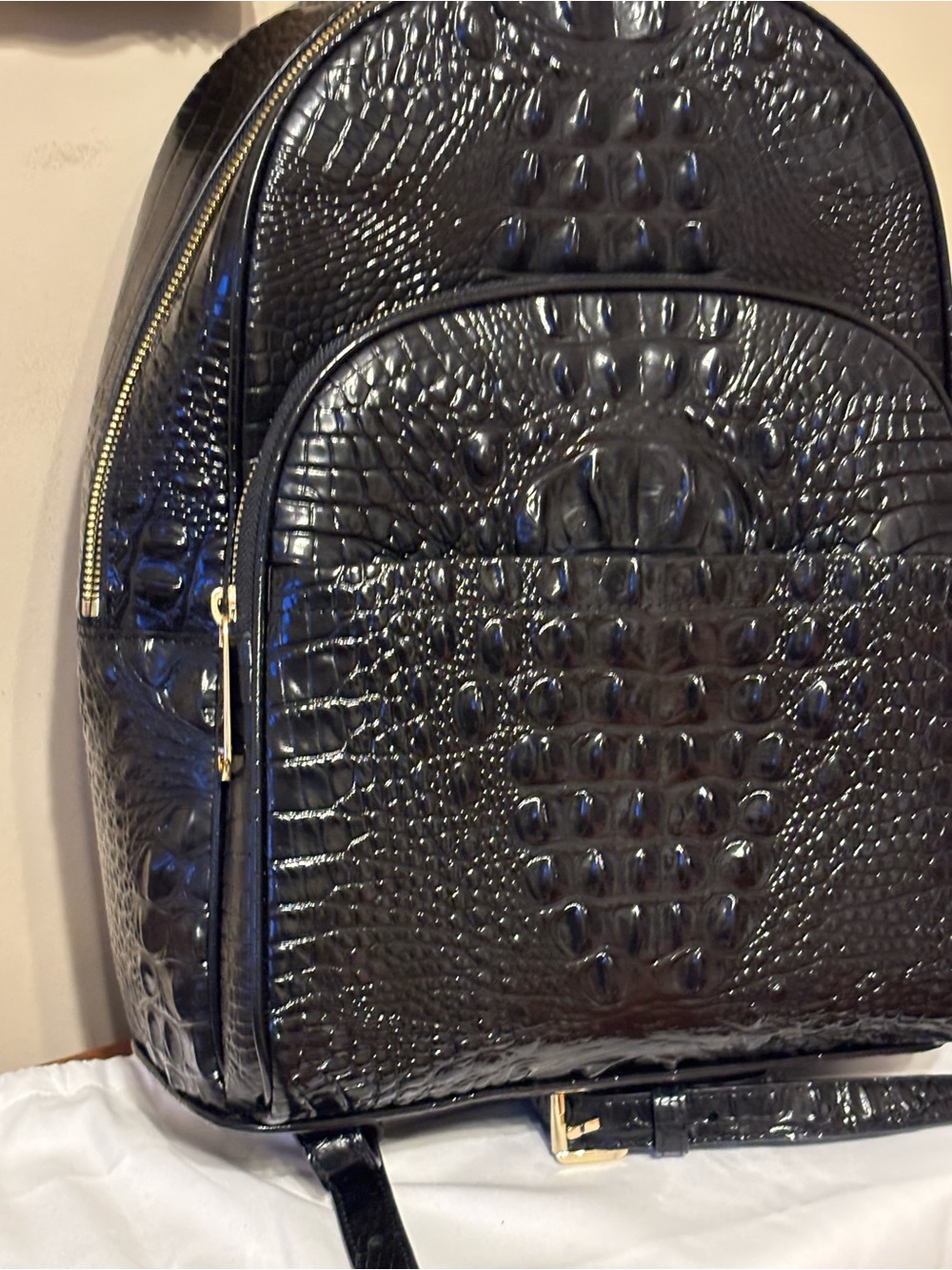 Brahmin Black Croc-Embossed Backpack
